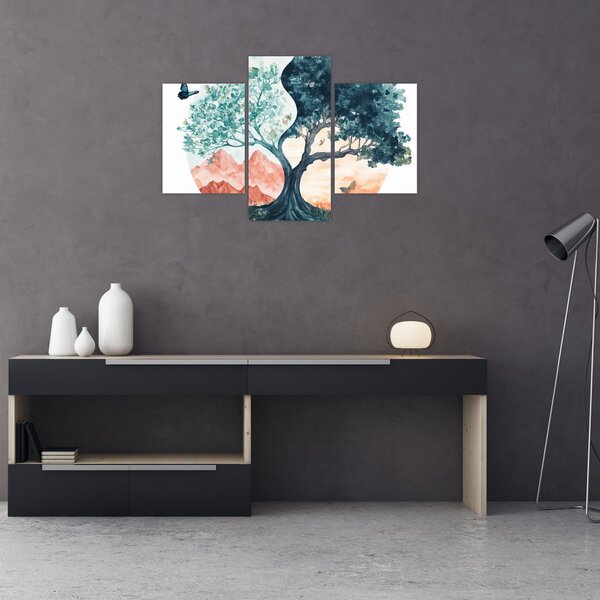 Slika – Akvarelno drvo puno života (90x60 cm)