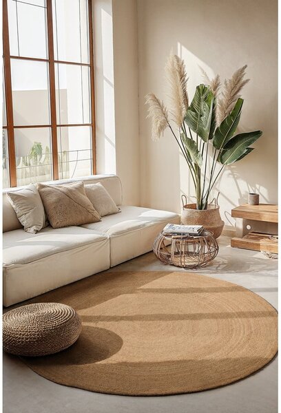 Obostrani juten okrugao tepih u prirodnoj boji ø 100 cm Braided – Hanse Home
