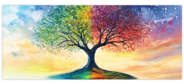 Slika – Oslikano drvo godišnjih doba (120x50 cm)