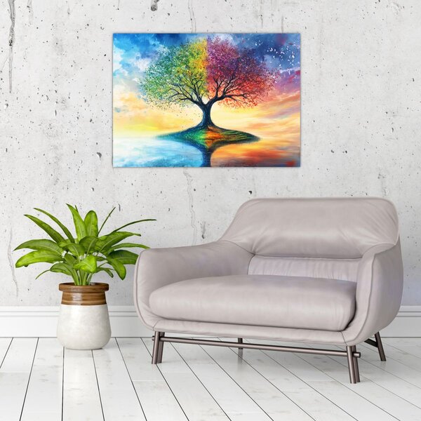 Slika – Oslikano drvo godišnjih doba (70x50 cm)