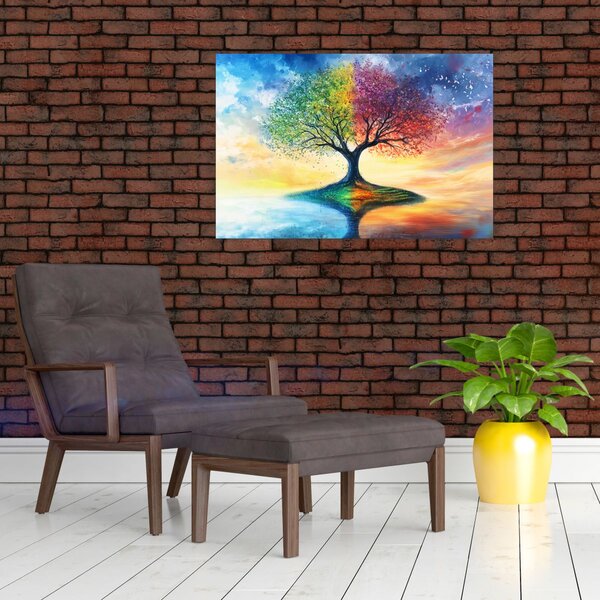 Slika – Oslikano drvo godišnjih doba (90x60 cm)