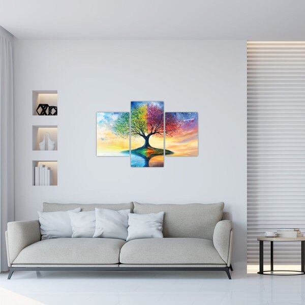 Slika – Oslikano drvo godišnjih doba (90x60 cm)