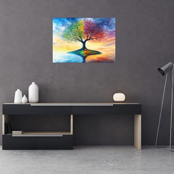Slika – Oslikano drvo godišnjih doba (70x50 cm)