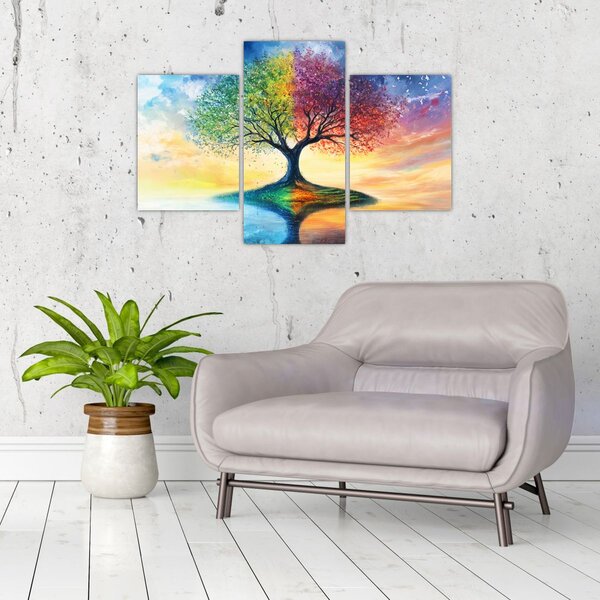 Slika – Oslikano drvo godišnjih doba (90x60 cm)