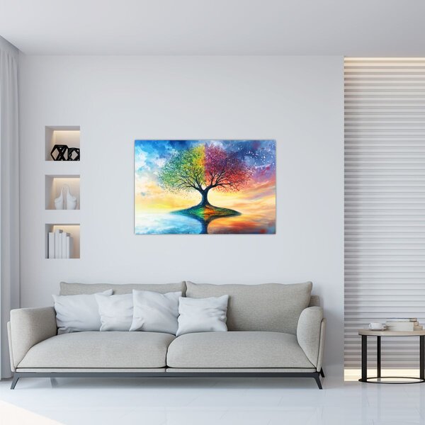 Slika – Oslikano drvo godišnjih doba (90x60 cm)