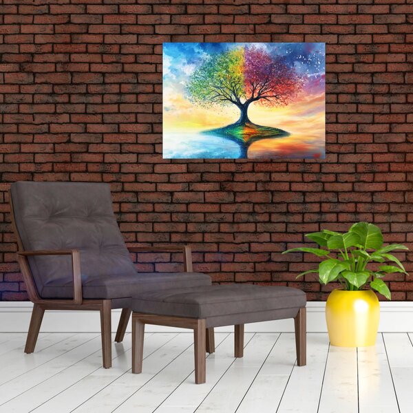 Slika – Oslikano drvo godišnjih doba (70x50 cm)