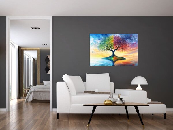 Slika – Oslikano drvo godišnjih doba (90x60 cm)