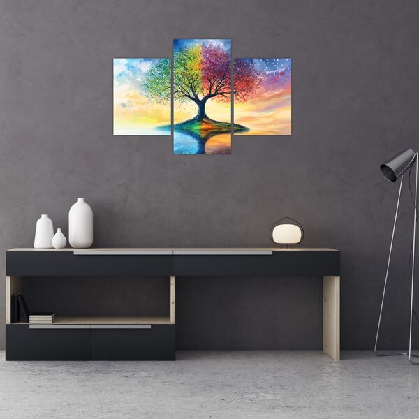 Slika – Oslikano drvo godišnjih doba (90x60 cm)