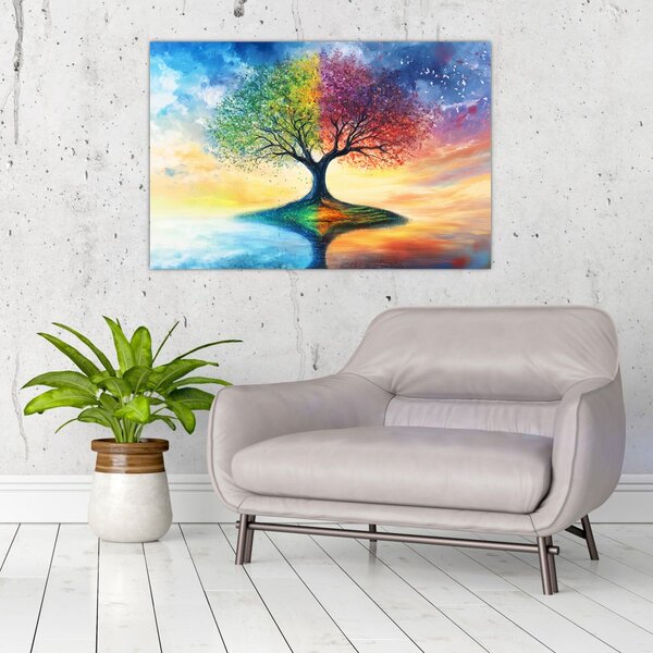 Slika – Oslikano drvo godišnjih doba (90x60 cm)