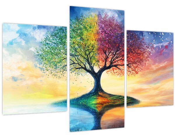 Slika – Oslikano drvo godišnjih doba (90x60 cm)