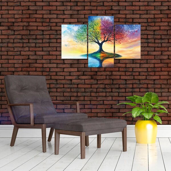 Slika – Oslikano drvo godišnjih doba (90x60 cm)