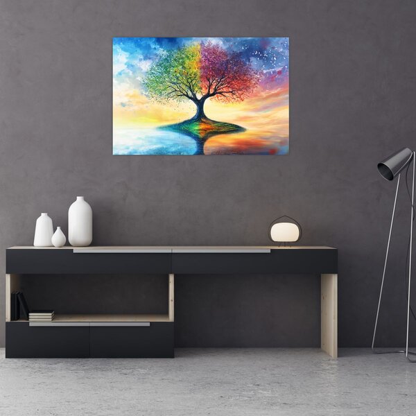 Slika – Oslikano drvo godišnjih doba (90x60 cm)