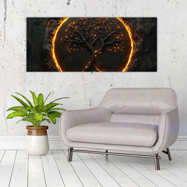 Slika – Drvo života u lavi II. (120x50 cm)