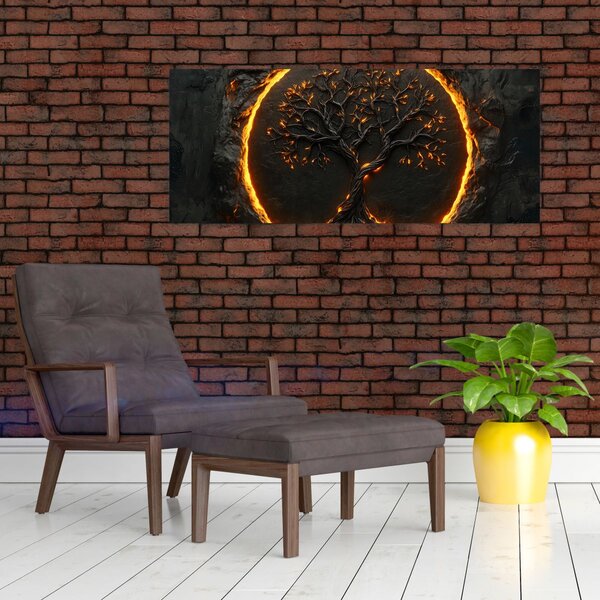Slika – Drvo života u lavi II. (120x50 cm)