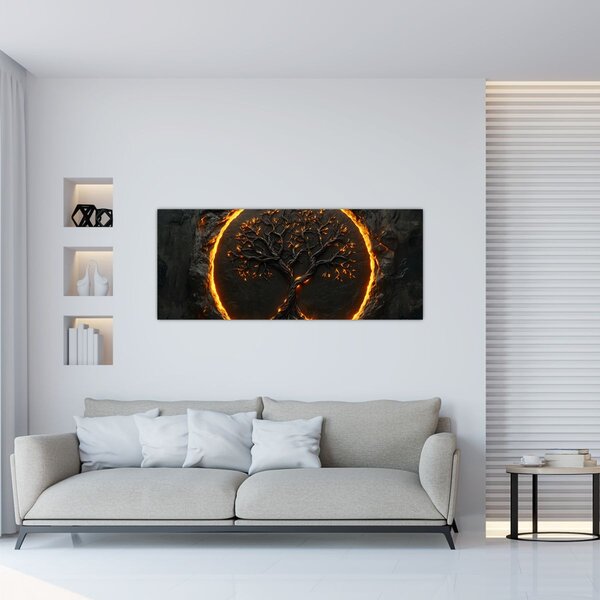 Slika – Drvo života u lavi II. (120x50 cm)