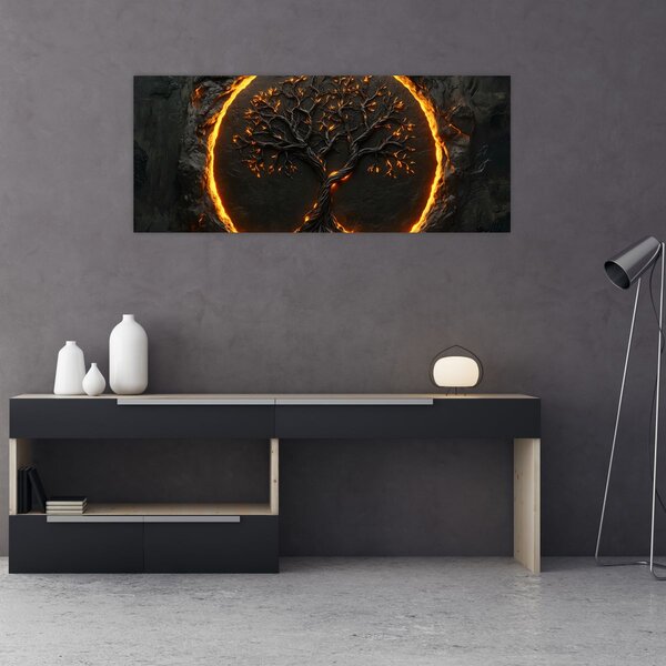 Slika – Drvo života u lavi II. (120x50 cm)