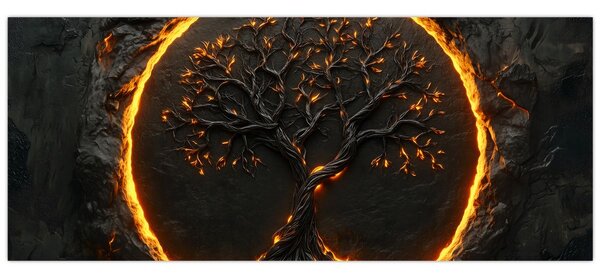 Slika – Drvo života u lavi II. (120x50 cm)