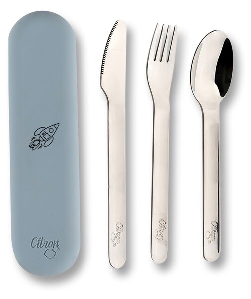 CITRON Pribor za jelo od nehrđajućeg čelika Spaceship Dusty Blue cutlery_set_silicone_dusty_blue