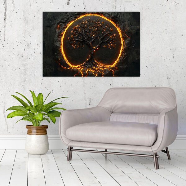 Slika – Drvo života u lavi II. (90x60 cm)