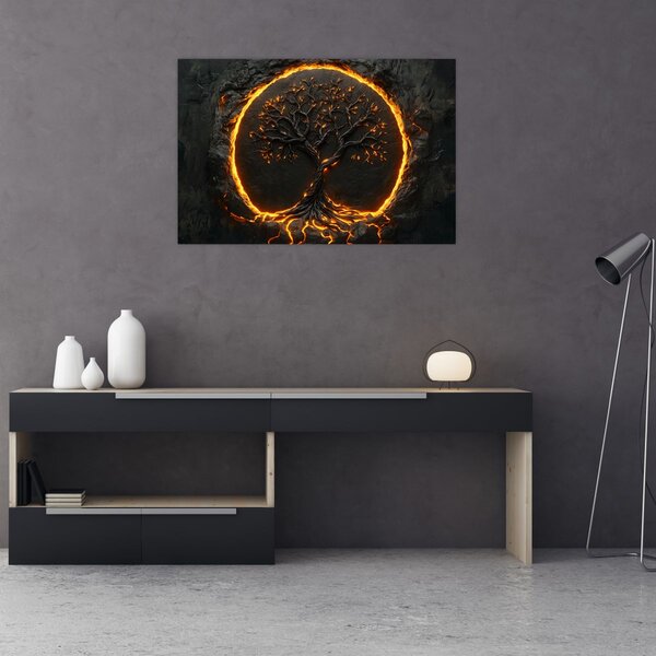 Slika – Drvo života u lavi II. (90x60 cm)