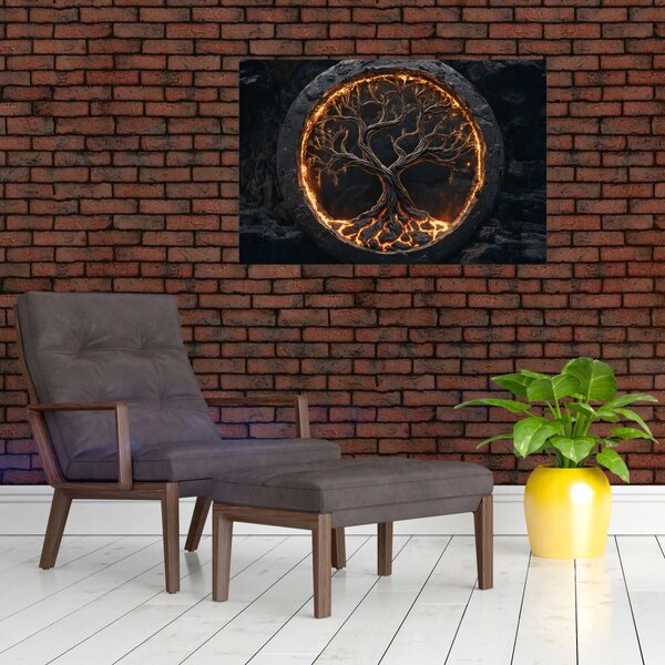 Slika – Drvo života u lavi I. (90x60 cm)