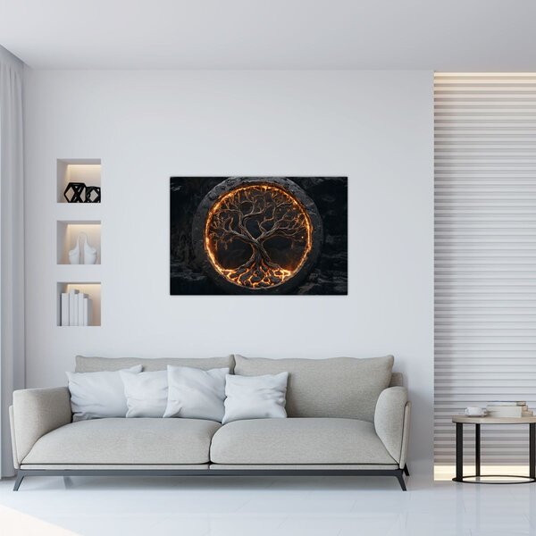 Slika – Drvo života u lavi I. (90x60 cm)