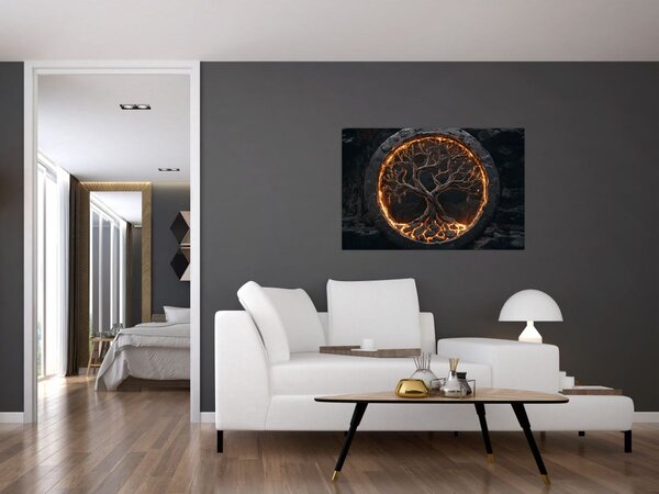 Slika – Drvo života u lavi I. (90x60 cm)