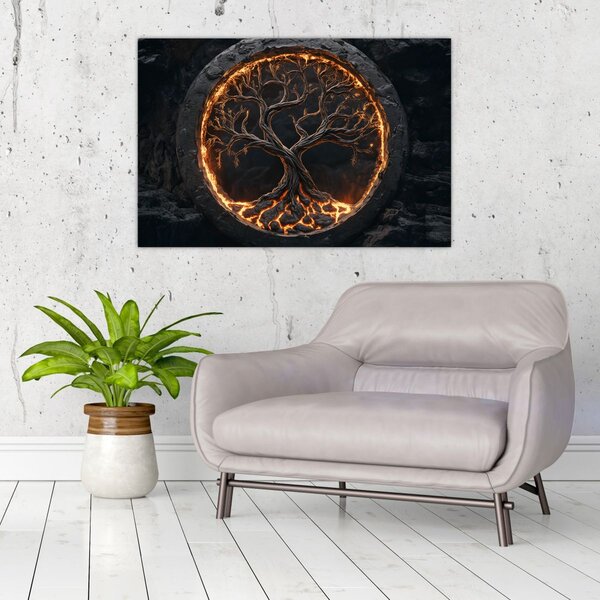 Slika – Drvo života u lavi I. (90x60 cm)