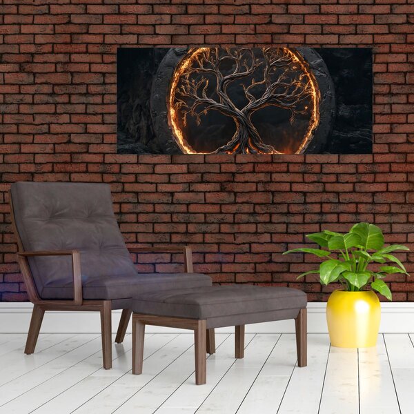 Slika – Drvo života u lavi I. (120x50 cm)