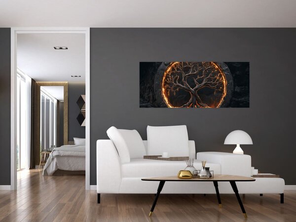 Slika – Drvo života u lavi I. (120x50 cm)