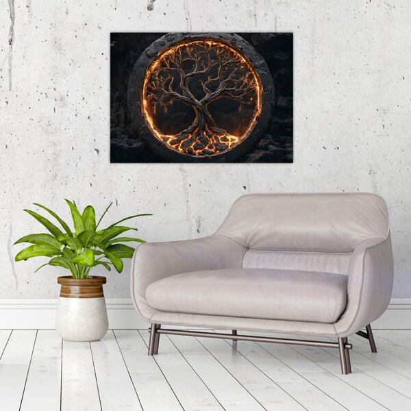 Slika – Drvo života u lavi I. (70x50 cm)