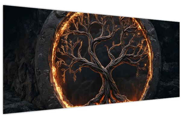 Slika – Drvo života u lavi I. (120x50 cm)