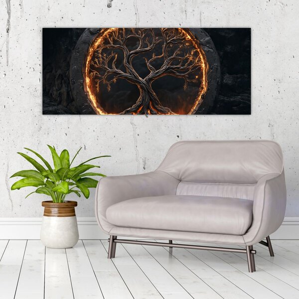 Slika – Drvo života u lavi I. (120x50 cm)
