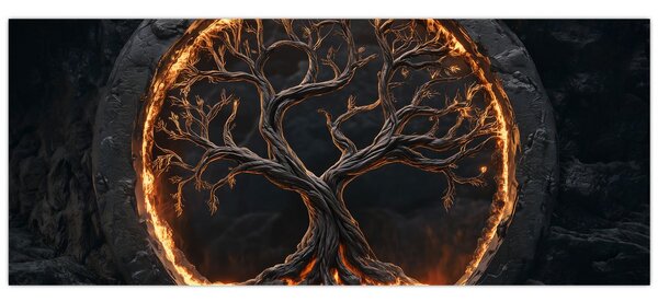 Slika – Drvo života u lavi I. (120x50 cm)