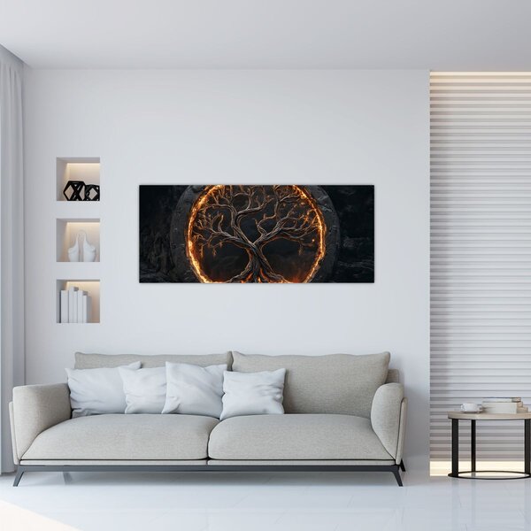 Slika – Drvo života u lavi I. (120x50 cm)