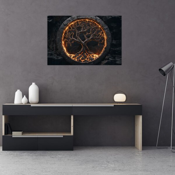 Slika – Drvo života u lavi I. (90x60 cm)