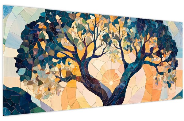 Slika – Mozaik – sunce i drvo II. (120x50 cm)
