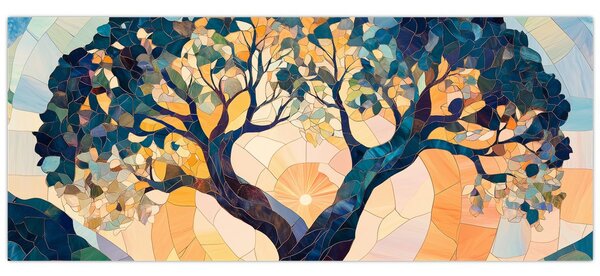 Slika – Mozaik – sunce i drvo II. (120x50 cm)