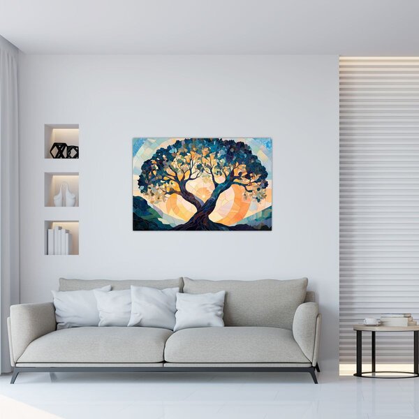Slika – Mozaik – sunce i drvo II. (90x60 cm)