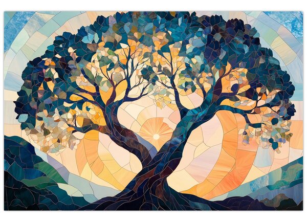 Slika – Mozaik – sunce i drvo II. (90x60 cm)