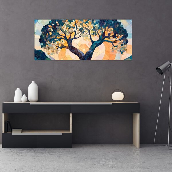 Slika – Mozaik – sunce i drvo II. (120x50 cm)