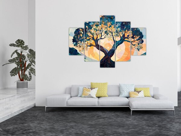 Slika – Mozaik – sunce i drvo II. (150x105 cm)