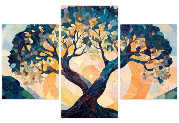 Slika – Mozaik – sunce i drvo II. (90x60 cm)