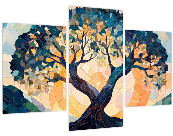 Slika – Mozaik – sunce i drvo II. (90x60 cm)