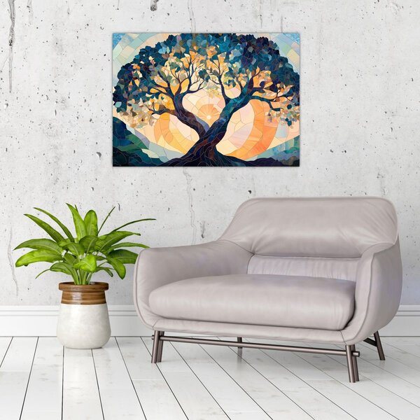 Slika – Mozaik – sunce i drvo II. (70x50 cm)