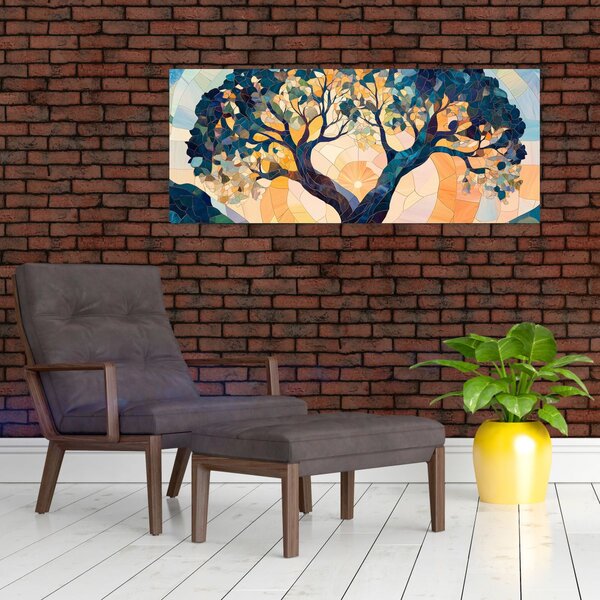 Slika – Mozaik – sunce i drvo II. (120x50 cm)