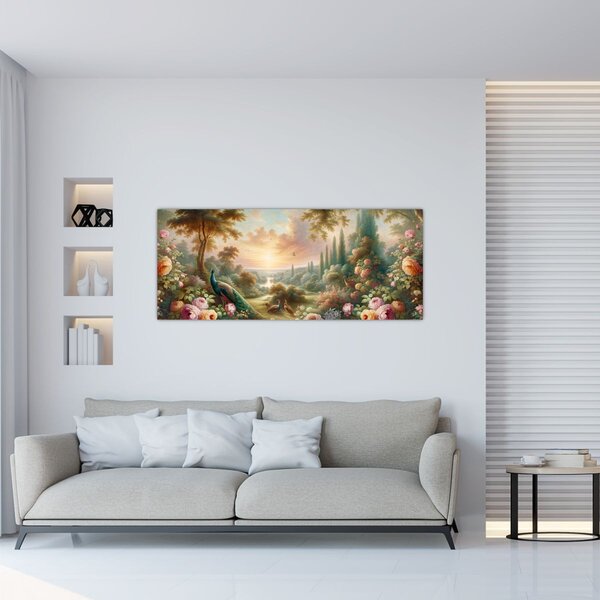 Slika - Paunovi u vrtu (120x50 cm)