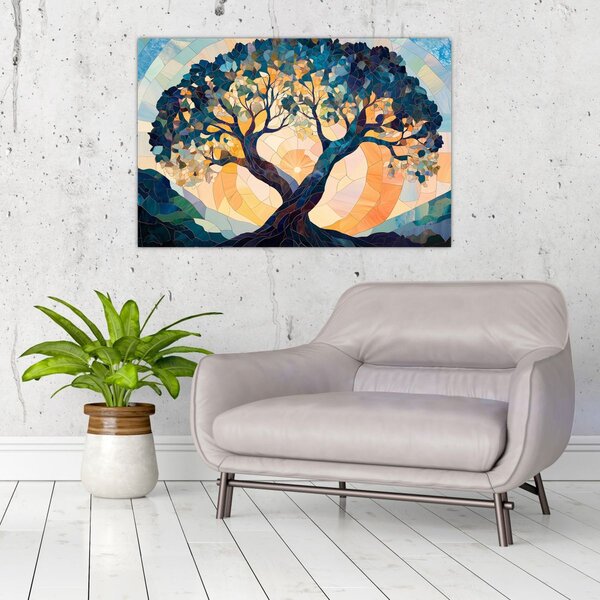Slika – Mozaik – sunce i drvo II. (90x60 cm)