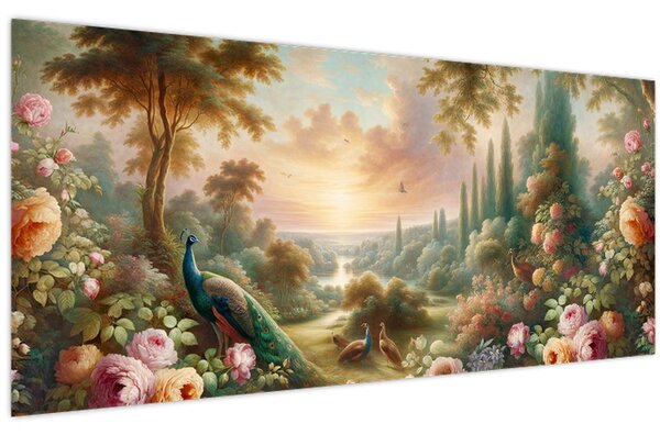 Slika - Paunovi u vrtu (120x50 cm)