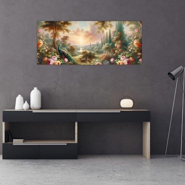 Slika - Paunovi u vrtu (120x50 cm)